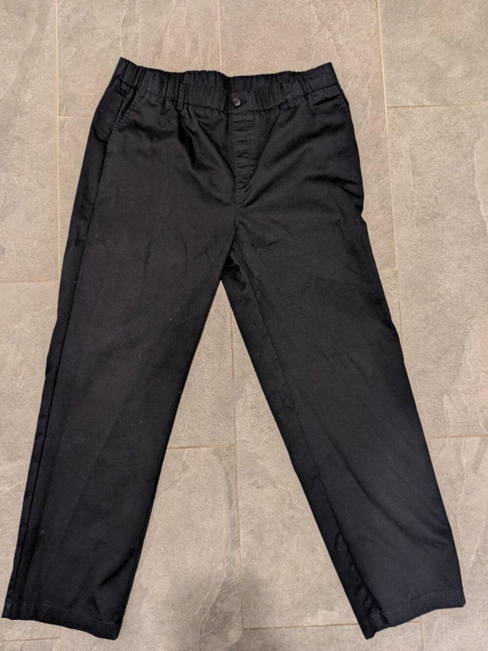 Lands' End Boys 20 Husky Elastic Waist Pull-On Chino Pants Black